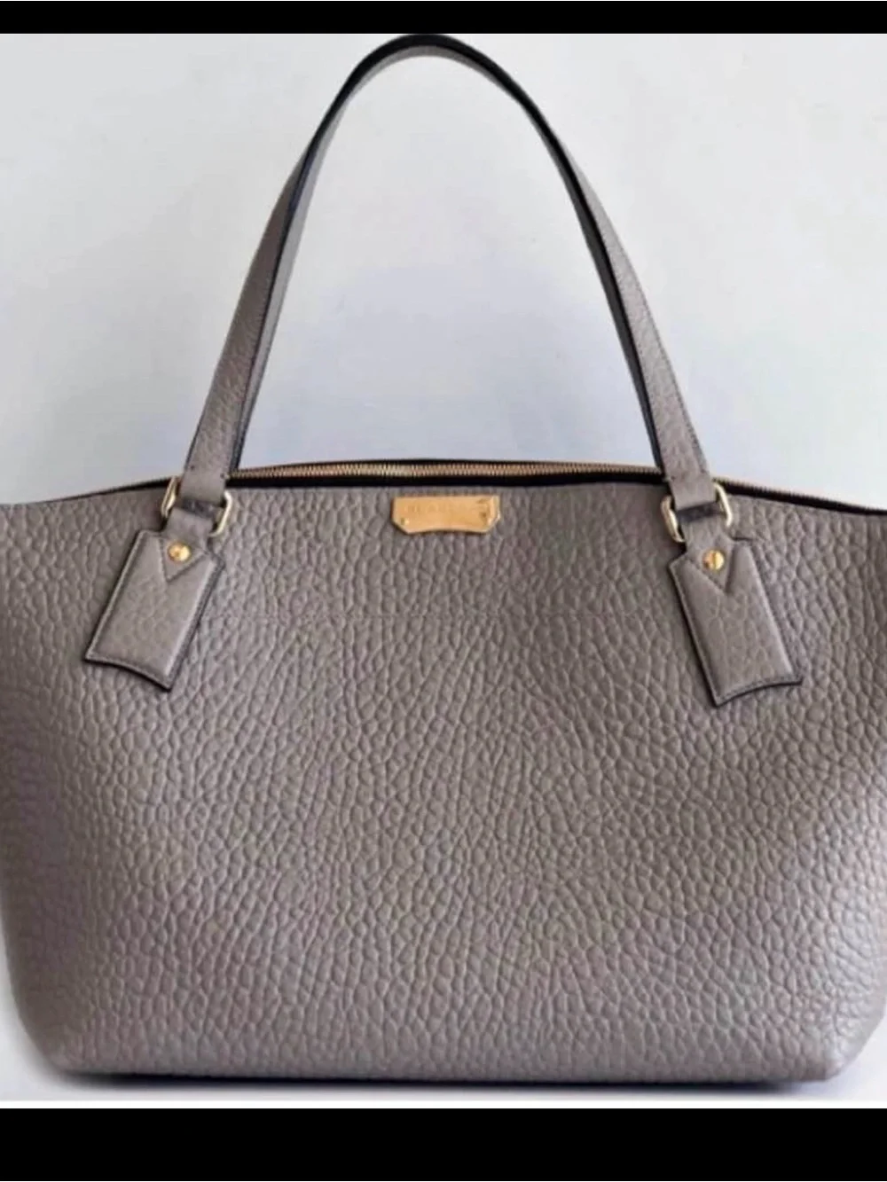 Burberry Classic Pebbled Tote Bag in Taupe